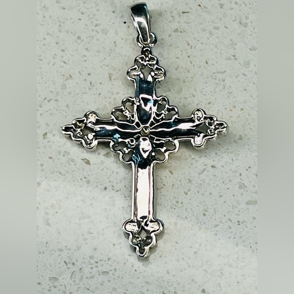 VTG Sterling Silver 925 Cross Pendant - Picture 8 of 11